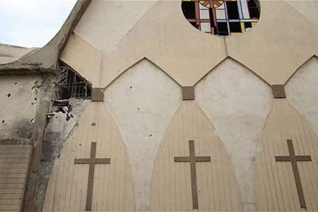 کليساي ويران شده در سوريه توسط تروريست ها