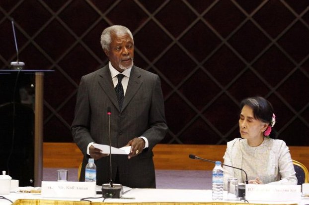 دیدار کوفی عنان رییس سابق سازمان ملل با مقامات میانماری در مورد مسلمانان  روهینیگا