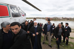 بازدید رییس جمهور از مناطق سیل زده استان گلستان