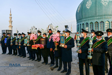 مراسم تعویض پرچم مسجد مقدس جمکران در آستانه نیمه شعبان
