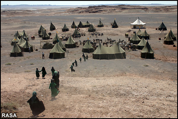 بازديد رييس سازمان صدا و سيما از فيلمبرداري صحنه هاي كربلاي سريال مختارنامه در شاهرود