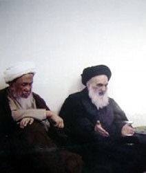 آيت الله سيستاني نے آيت الله فياض کي عيادت کي