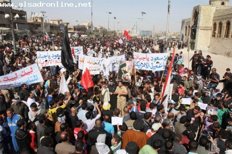 راهپيمايي ملت عراق در اعتراض به کشتار مردم بحرين