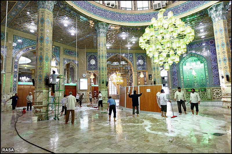 ماہ مبارک رمضان کے موقع پرمسجد مقدس جمکران کي غبار روي
