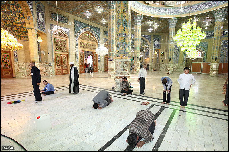 ماہ مبارک رمضان کے موقع پرمسجد مقدس جمکران کي غبار روي