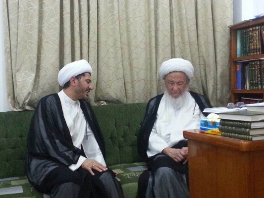 حضرت آيت الله اسحاق فياض و حجت الاسلام علي سلمان دبيرکل جمعيت الوفاق بحرين