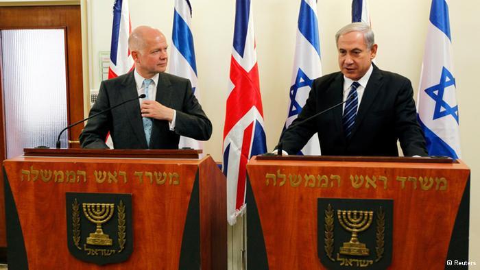 بنيامين نتانياهو نخست وزير رژيم صهيونيستي همراه با ويليام هيگ وزير امور خارجه انگليس