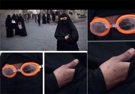 حضور ماموران بحريني با لباس زنانه در جمع مخالفان