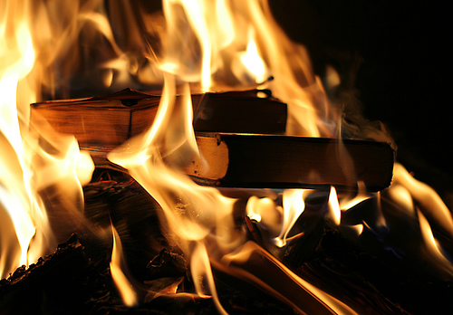 Books on fire
