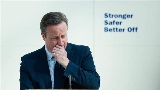 British Prime Minister David Cameron delivers a speech on the EU at the British Museum in central London, on May ۹, ۲۰۱۶