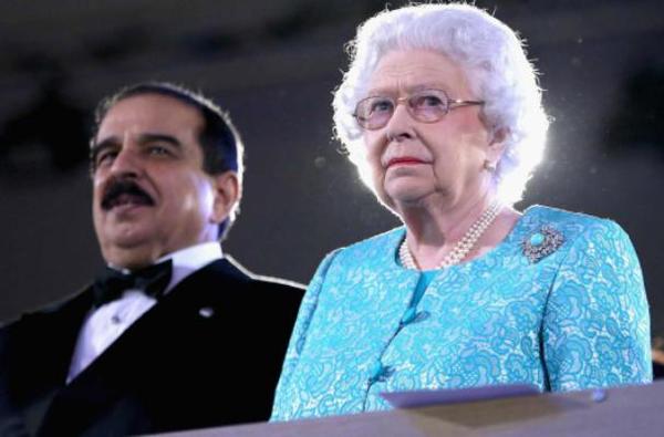 پادشاه بحرین در کنار ملکه انگلستان