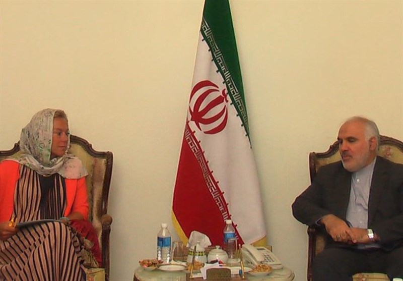 Iranian Ambassador to Lebanon Mohammad Fathali and UN Special Coordinator for Lebanon Sigrid Kaag in a meeting in Beirut