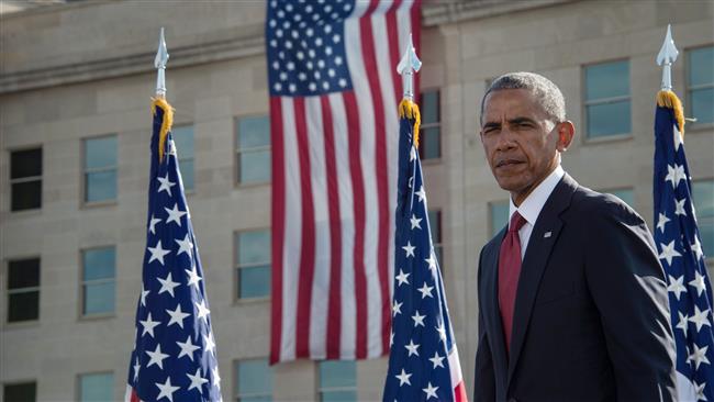 US President Barack Obama attends a ceremony commemorating the September 11, 2001 attacks at the Pentagon in Washington, DC, on September 11, 2016. (AFP photo)