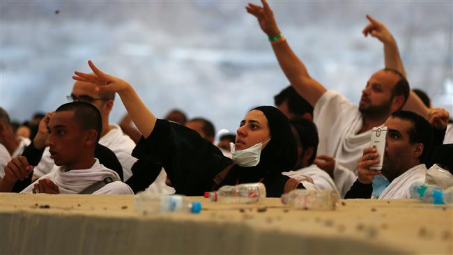 Muslim pilgrims throw pebbles during Jamarat (Stoning of the Devil) ritual in Mina near the holy city of Mecca, Saudi Arabia on September 12, 2016.