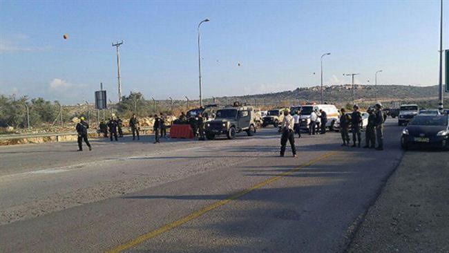 This file photo shows the scene of an alleged stabbing attack at Eliyahu checkpoint near Alfei Menashe in the occupied West Bank.