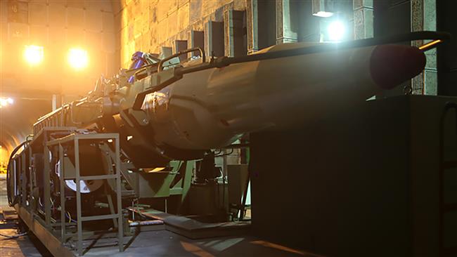 Iranian missile launchers in an underground tunnel