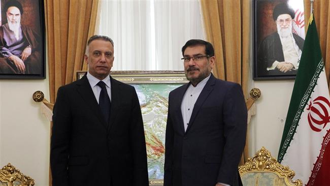 Secretary of Iran’s Supreme National Security Council (SNSC) Ali Shamkhani and head of Iraqi National Intelligence Service, Mustafa Kadhimi,