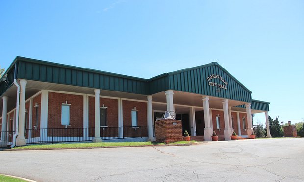 The city hall in tiny Doraville, Georgia, where members of Al Maad Al Islami have worshipped for a decade at the home of imam Mohammad Islam.