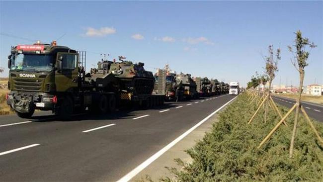 A convoy of Turkish tanks can be seen while en route to the border region of Silopi close to the border with Iraq on November 1, 2016. (Photo via Hurriyet daily news)