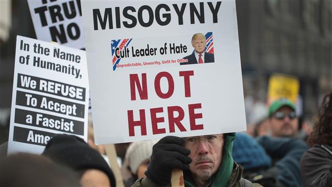 Anti - Trump demonstrators rally