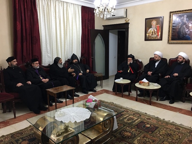 دیدار شیخ احمد قبلان امام جمعه برج البراجنه بیروت با علمای مسیحی لبنان