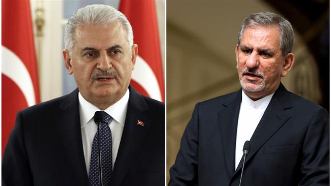 This combo photo shows Iranian First Vice President Es