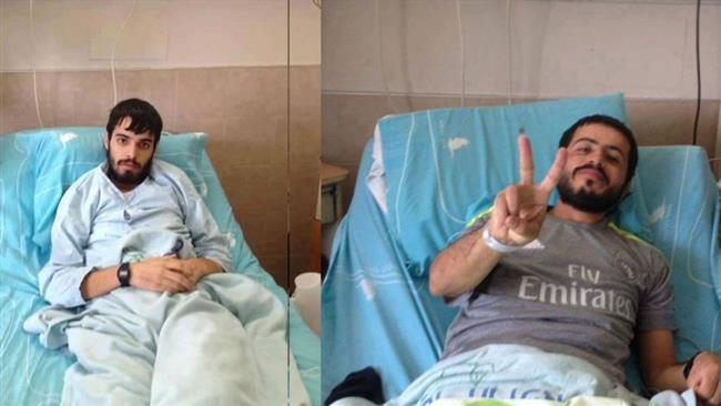 Two Palestinian inmates on hunger strike: Anas Ibrahim Shadid (L) and Ahmad Abu Farah