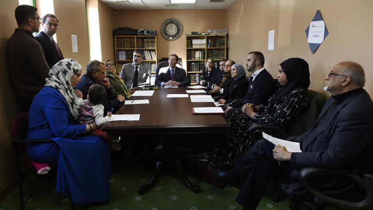 Sen. Richard Blumenthal and leaders from the Connecticut Muslim community held a discussion at the Islamic Center of Connecticut about a surge in hate crimes and hate speech targeting Muslims in Connecticut and nationwide.