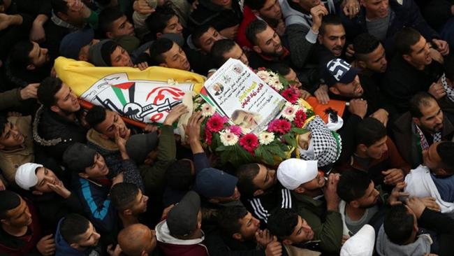 Palestinians attend the funeral of 16-year-old Fares Ziad al-Bayed in Jalazone refugee camp, occupied West Bank, on December 23, 2016. (Photo by Quds Net news agency)