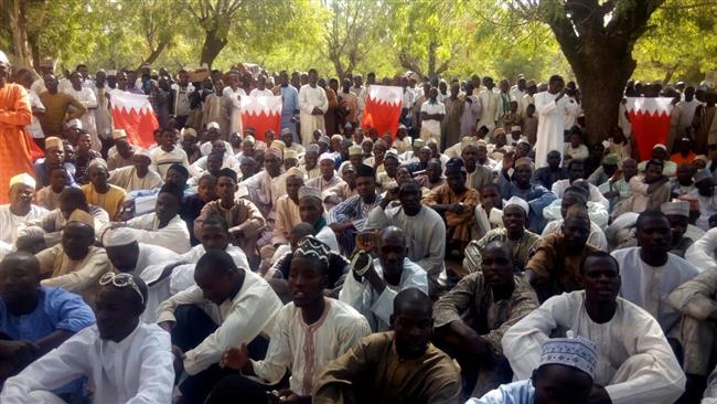 Hundreds of Nigerians attend a demonstration to support senior Bahraini Shia cleric Sheikh Isa Qasim in Kano, northern Nigeria, on December 23, 2016.