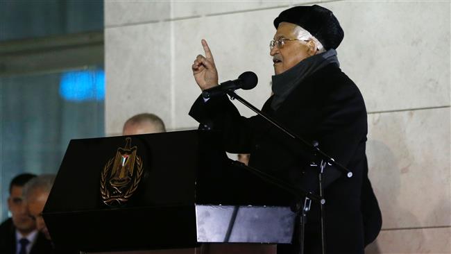 Palestinian President Mahmoud Abbas delivers a speech during a ceremony marking the 52nd anniversary of the establishment of the Fatah movement in the West Bank city of Ramallah on December 31, 2016. (Photo by AFP)