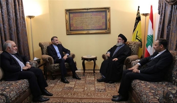 Senior Advisor to the Iranian Parliament Speaker Hossein Amir Abdollahian in a meeting with Secretary General of Lebanon