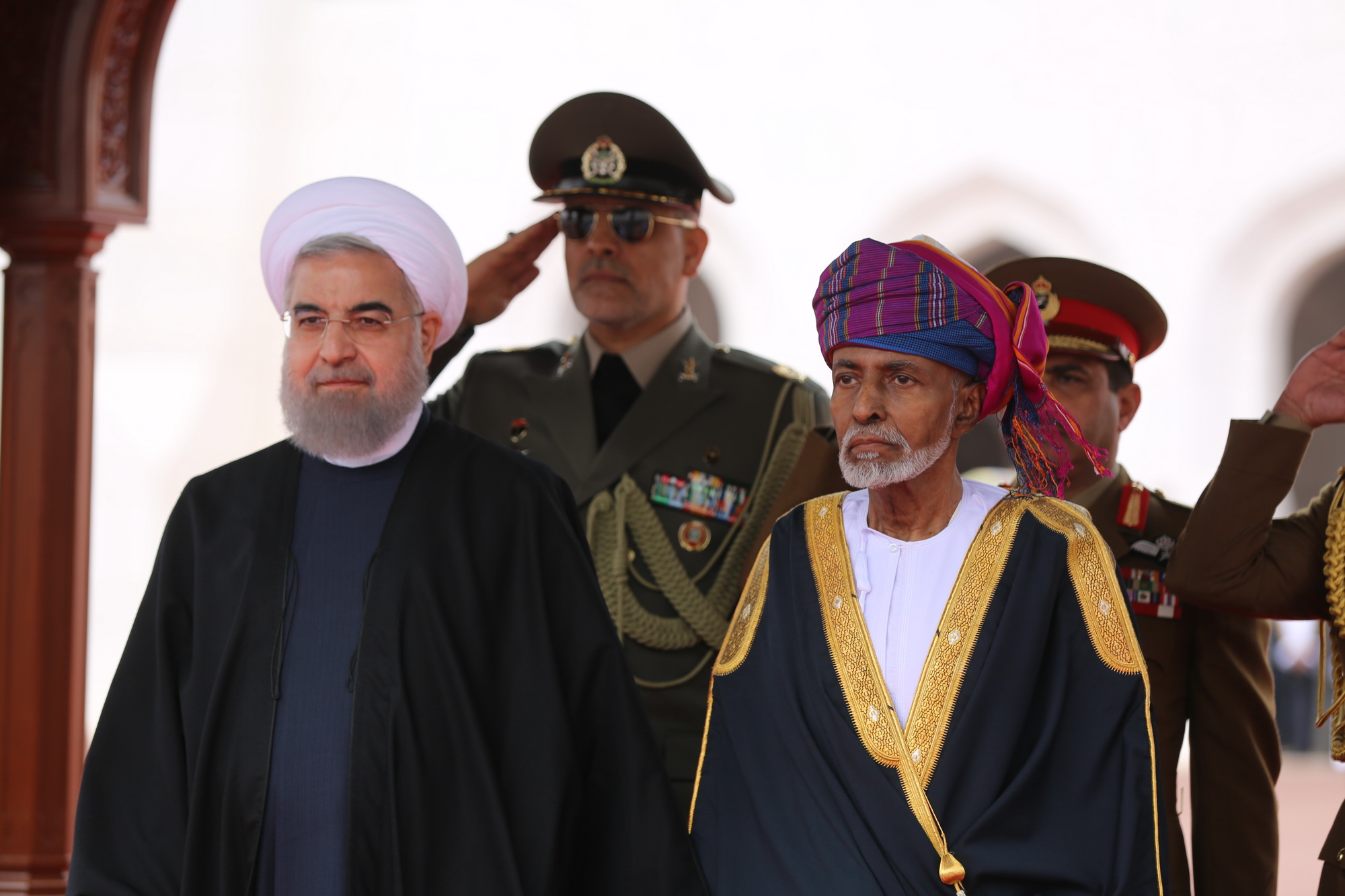 استقبال رسمی سلطان قابوس پادشاه عمان از روحانی 