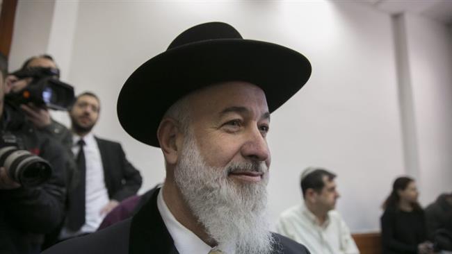 Former Israeli chief rabbi Yona Metzger appears at the Jerusalem District Court in the occupied Jerusalem al-Quds on January 30, 2017. (Photo by the Times of Israel)