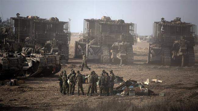 Israeli troops with their fleet of armored Caterpillar D9 bulldozers used to flatten their way through the besieged Gaza Strip.