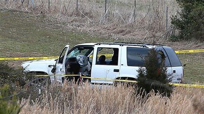 Police tape surrounds a sport-utility vehicle driven by Rodney James Hess on March 16, 2017, at Tennessee 88 in Alamo, Tennessee. (Photo by Tennessee Sun)