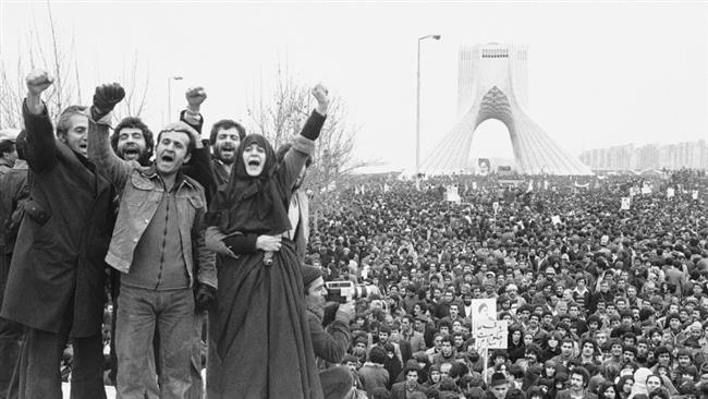 A picture taken on February 11, 1979 at the Iranian capital of Tehran’s Azadi Square shows the public rejoicing over the Islamic Revolution’s victory.