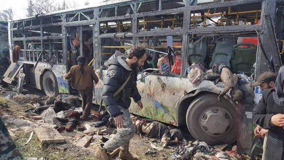 حمله انتحاری به اتوبوس های پناهجویان فوعه و کفریا