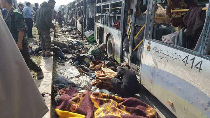 حمله انتحاری به اتوبوس های پناهجویان فوعه و کفریا