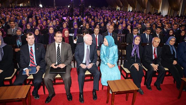 US Senator John McCain met the head of the terrorist Mujahedin-e Khalq Organization (MKO), Maryam Rajavi, in the Albanian capital of Tirana on April 14, 2017.