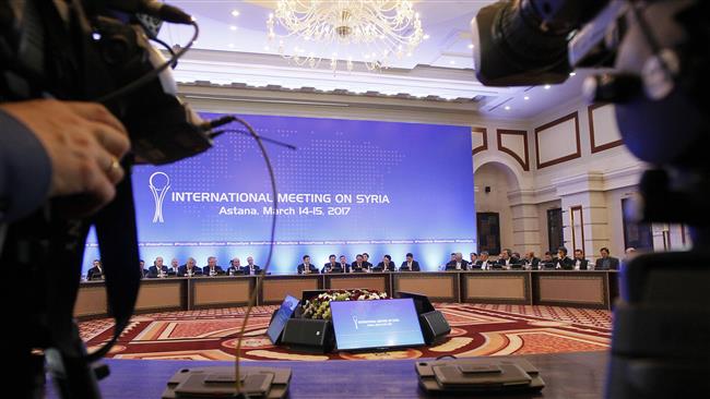 The representatives of the Syrian government along with other attendees take part in the third round of peace talks for Syria, in Astana, Kazakhstan, March 15, 2017. (Photo by AFP)