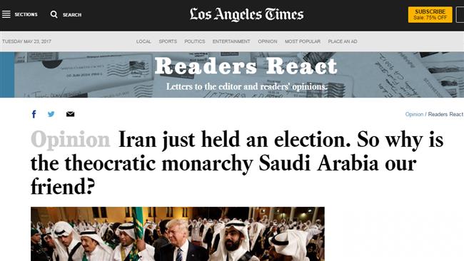 Los Angeles Times’ Readers React page as seen on May 23, 2017