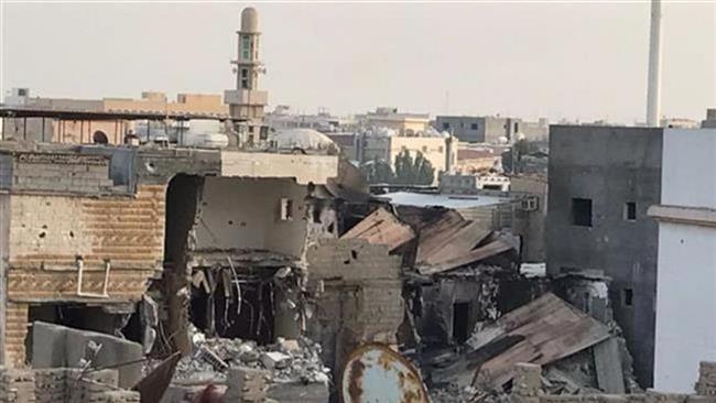 The photo shows destruction caused by the Saudi invasion of the Shia town of Awamiyah. (Via social media)