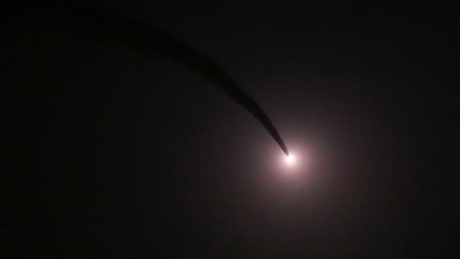 In this picture released on June 19, 2017, a missile is fired from western Iran targeting the Daesh terrorist group in eastern Syria. (Photo by IRIB)