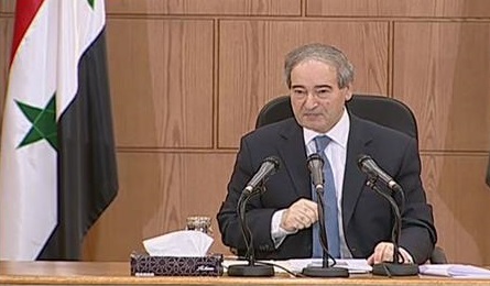 Syrian Deputy Foreign Minister Faisal al-Miqdad speaks at a press conference in the capital city of Damascus on July 3, 2017.