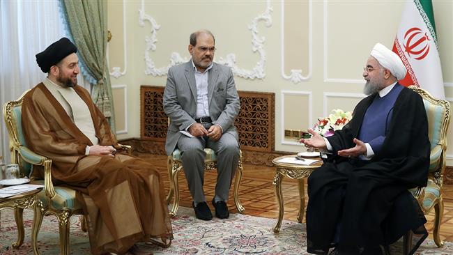 Iranian President Hassan Rouhani (R) and the head of the Iraqi National Alliance (INA), Ammar al-Hakim, meet in Tehran on July 4, 2017. (Photo by IRNA)