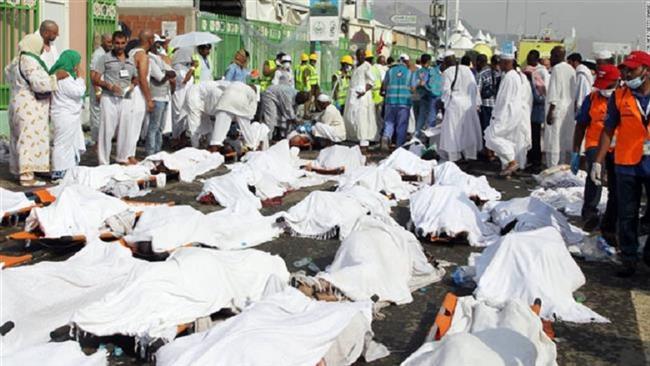 The file photo shows bodies of pilgrims killed in a human crush are laid on the ground in Mina, near Mecca, in Saudi Arabia, September 24, 2015.