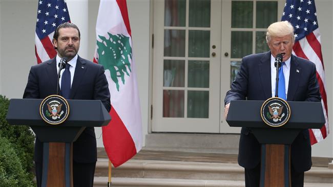 US President Donald Trump holds a news conference with Prime Minister of Lebanon Saad Hariri in the Rose Garden at the White House on July 25, 2017 in Washington,DC. (Photo by AFP)