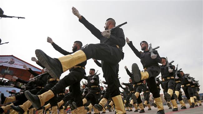 Members of the Palestinian resistance movement of Hamas’ security forces march during a graduation ceremony in Gaza City, Gaza Strip, March 30, 2017. (Photo by AFP)