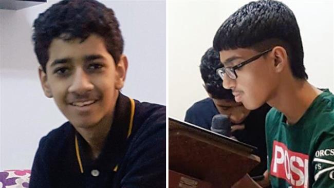 Imprisoned Bahraini teenagers Mohammed Ibrahim Abdel-Jabbar (L) and Ahmed Mansoor